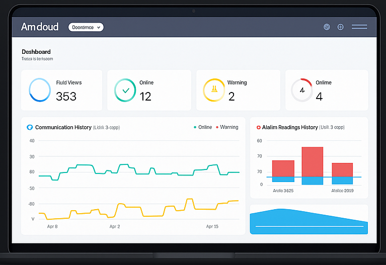 Amicloud dashboard showing real-time smart meter monitoring interface